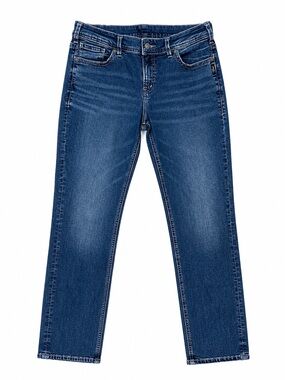 Silver Jeans Co Elyse Straight Jeans 14W Dark Wash Stretch Denim 28” Inseam
